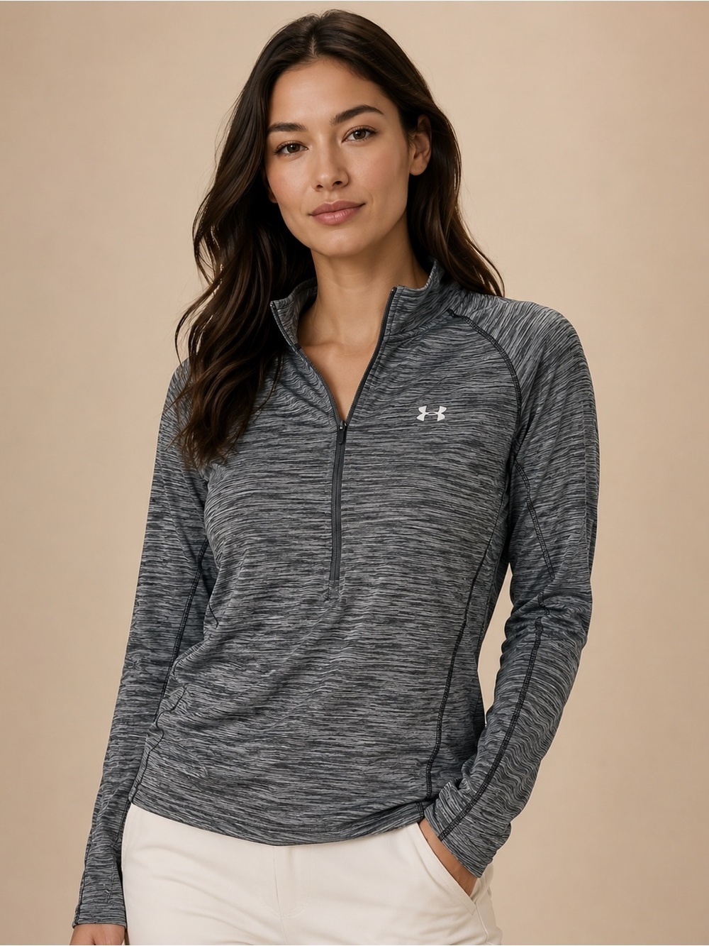 Under Armour Women's Charcoal Space-Dye Quarter Zip Pullover